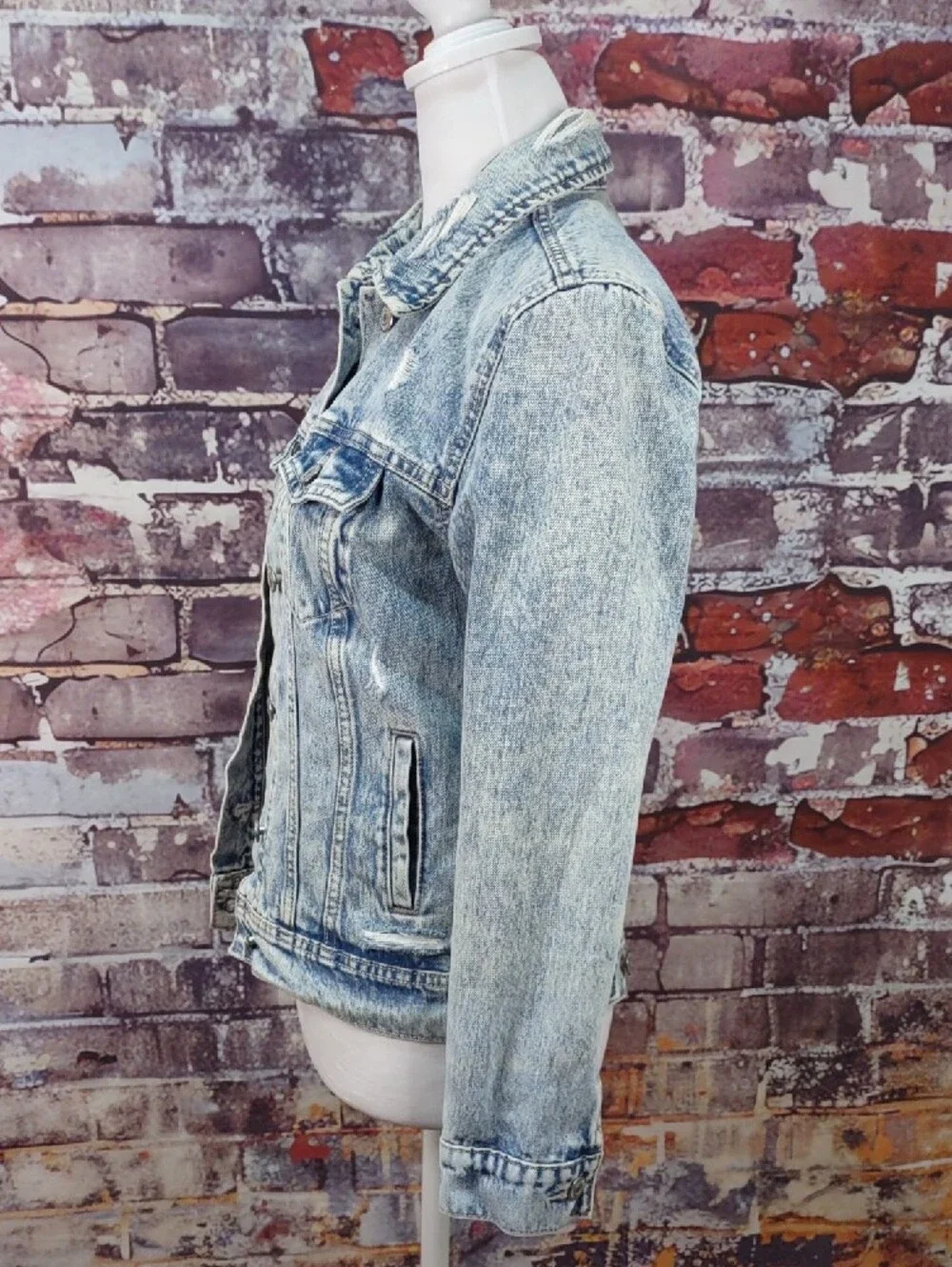Old Navy Distressed Light Wash Denim Jacket